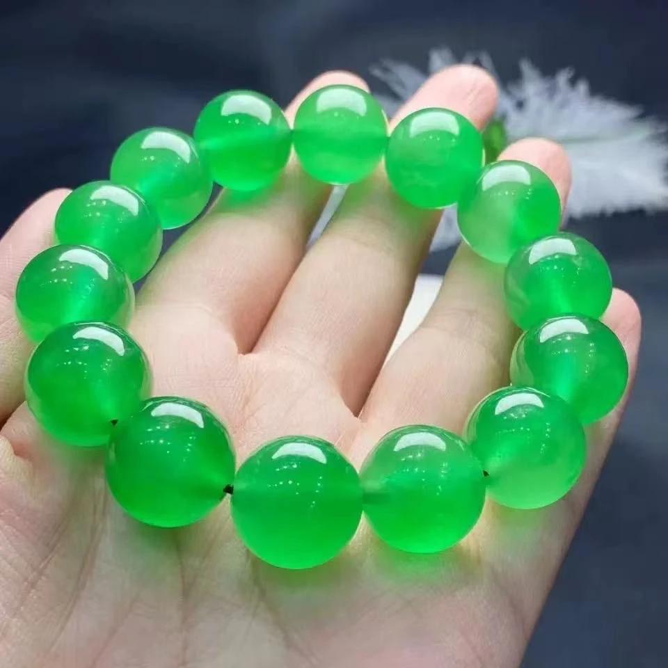 手链色冰种满绿转运珠手串卡12阳绿碧绿高档老坑男女A292