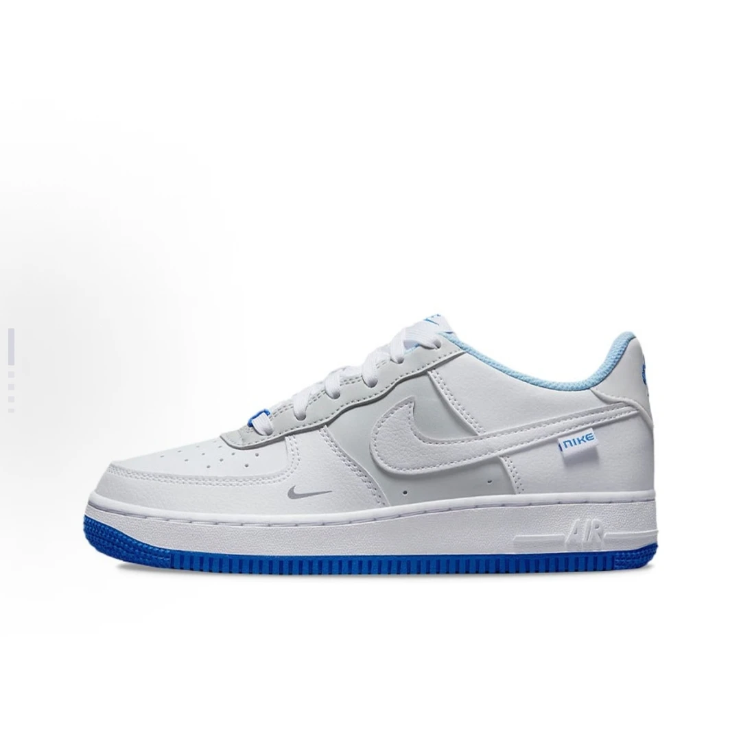 Nike Air Force 1 皮革 防滑耐磨 儿童板鞋 白蓝色 FB1844111