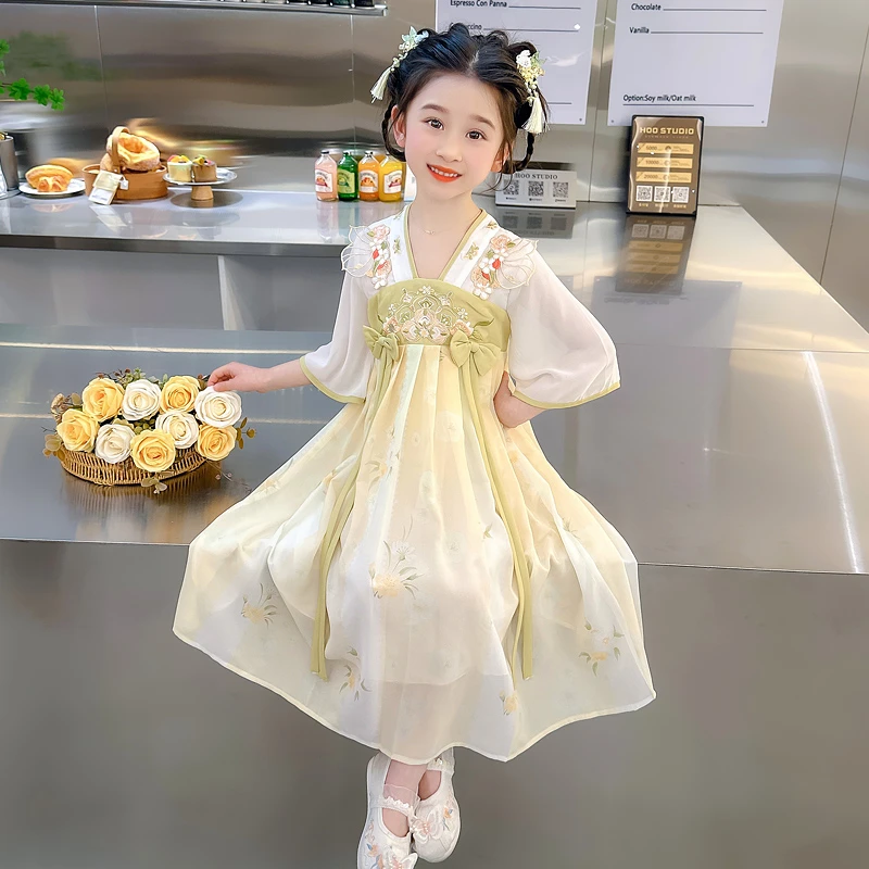 女童汉服连衣裙夏装2025新款儿童中国风洋气网红女孩夏季公主裙子