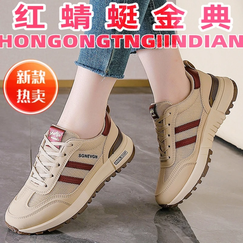 夏季透气女鞋网面透气百搭小众2025新款久站不累脚支撑感足休闲鞋