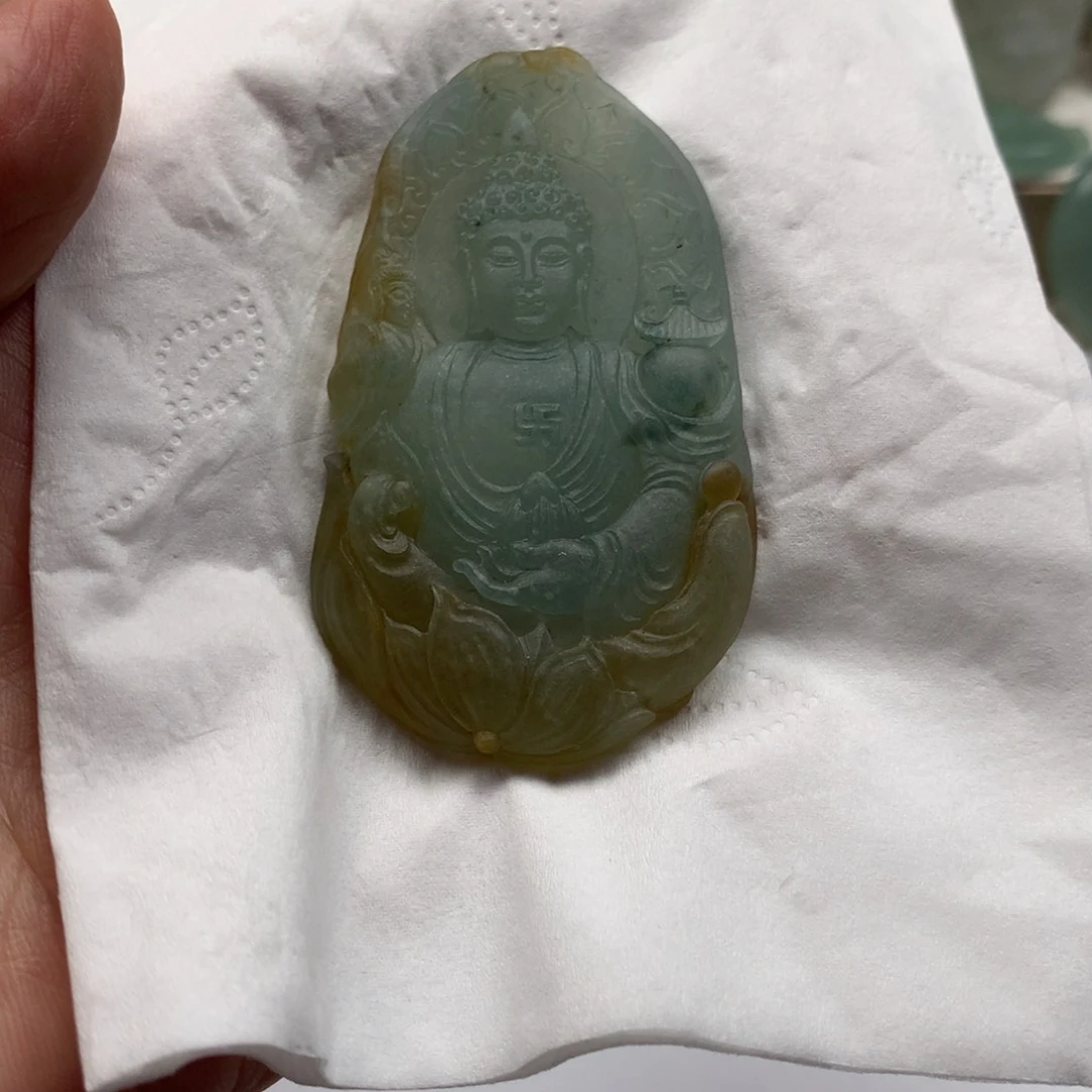 未镶嵌定制翡翠花开见佛 毛货 无鉴赏期
