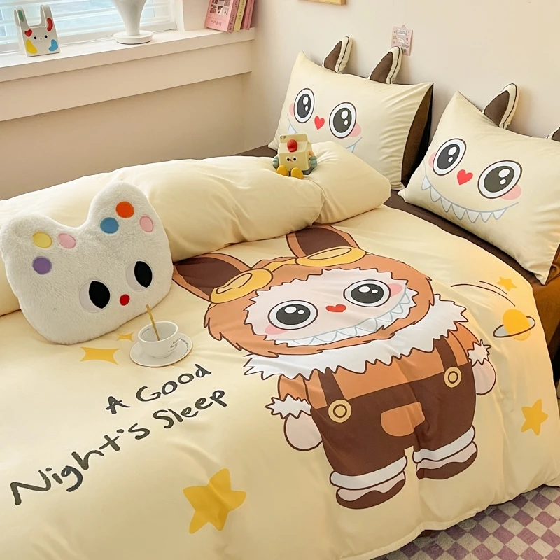 超可爱ins风卡通四件套被套2025新款纯棉全棉床单学生宿舍三件套