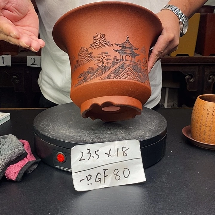 紫砂花盆货号一只GF80