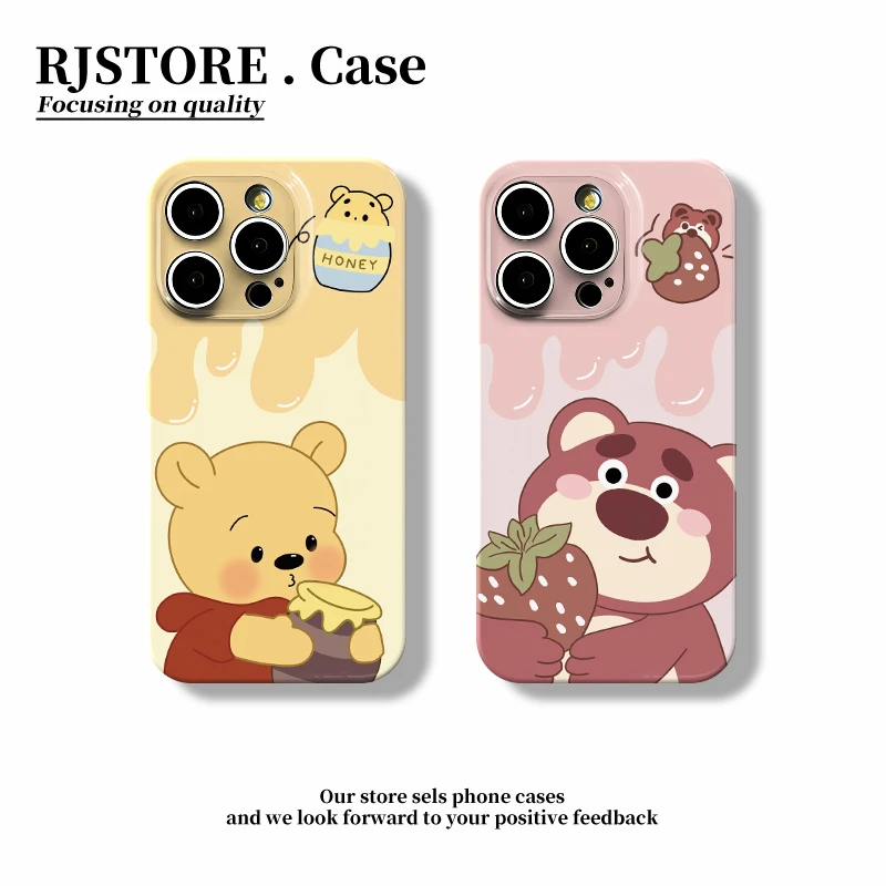 情侣维尼草莓熊适用iphone161514菲林13手机壳华为vivo小米oppo套