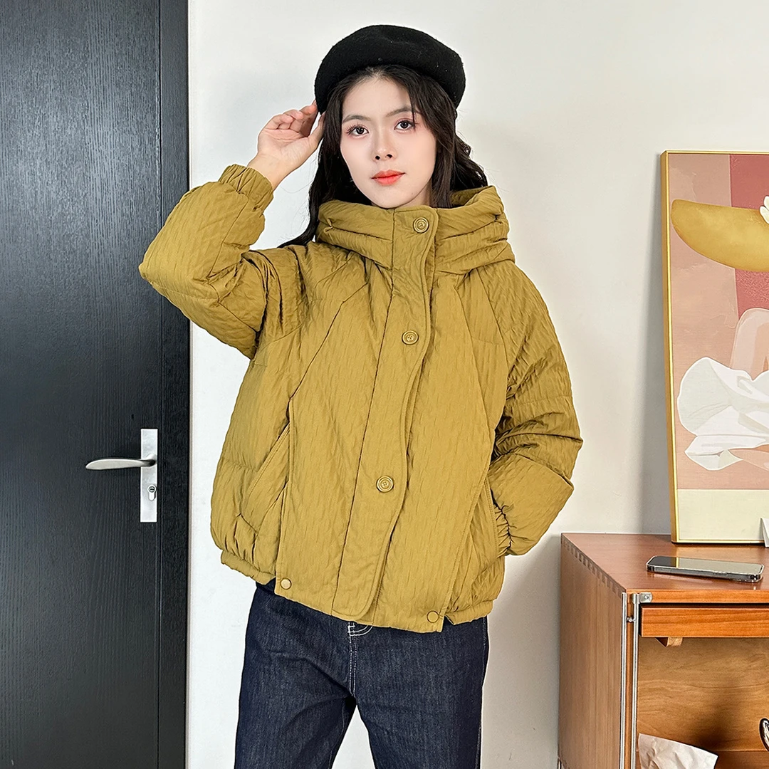 90白鸭绒短款宽松羽绒服女2025冬季保暖面包服时尚小个子羽绒外套