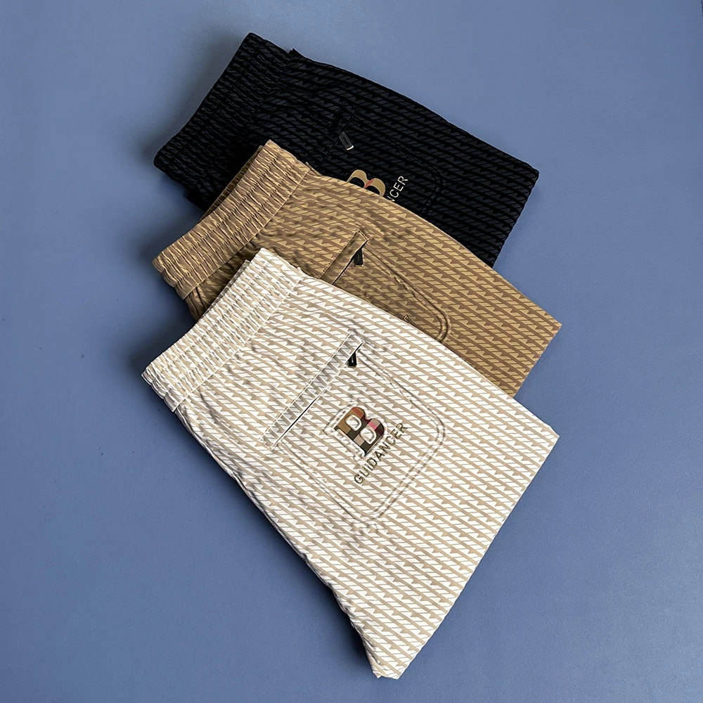 春夏季薄款立体条纹印花男士休闲裤弹力束脚裤潮流修身男裤百搭