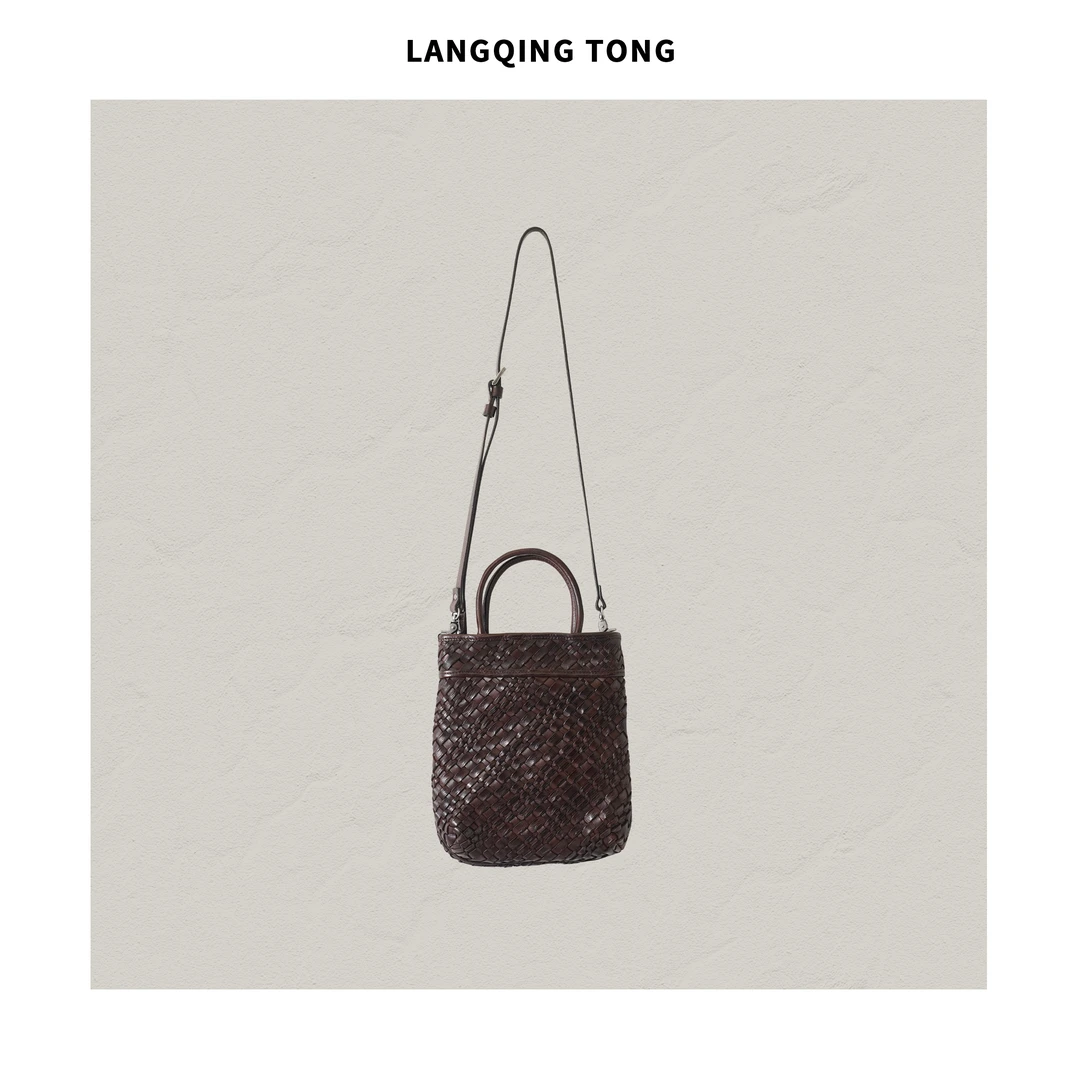 浪清/女装推荐 琪安娅头层牛皮编织包43889#