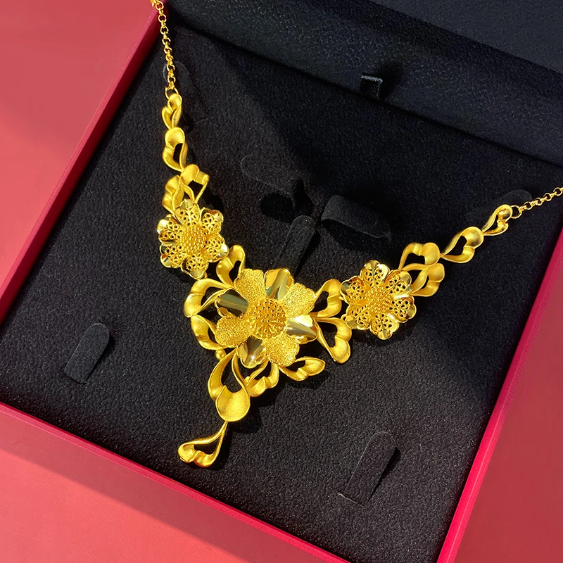 铜合金婚庆饰品 新娘结婚项链仿黄金项链假三金五金套装道具首饰