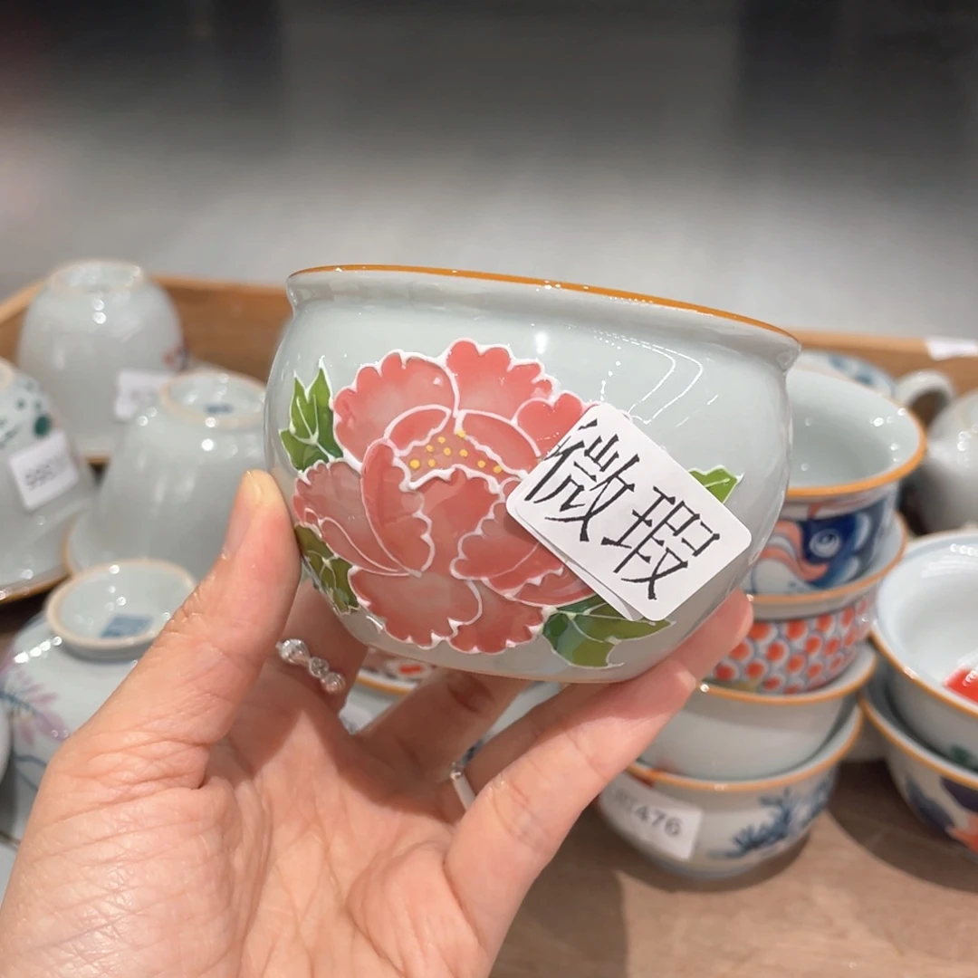 釉下彩纯手绘有瑕