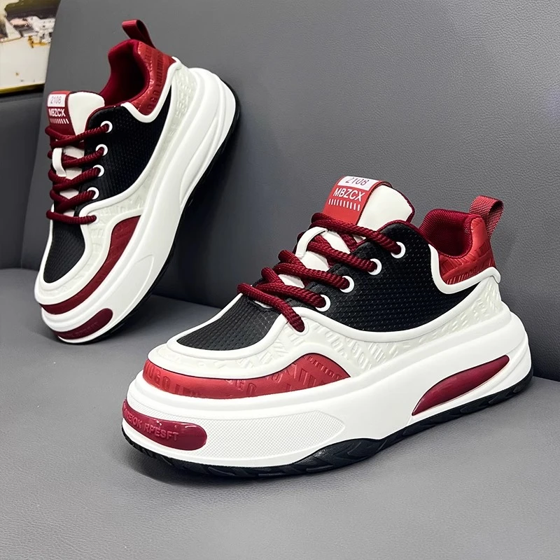 狂暴公牛男鞋2025秋季新款厚底增高老爹鞋百搭运动休闲小白潮板鞋