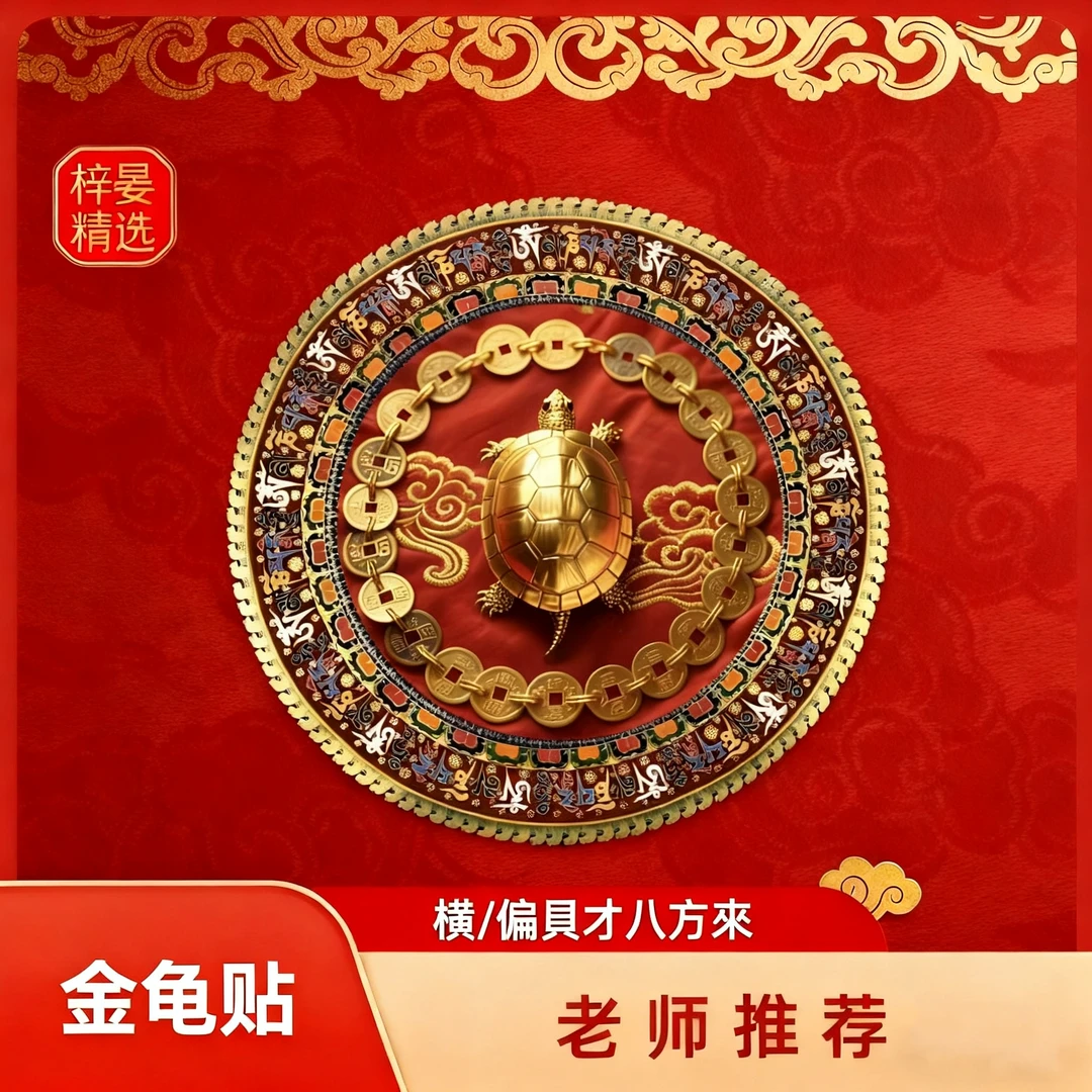 【老师推荐】铜钱金龟 鱼缸背景立体装饰贴纸  直径6cm