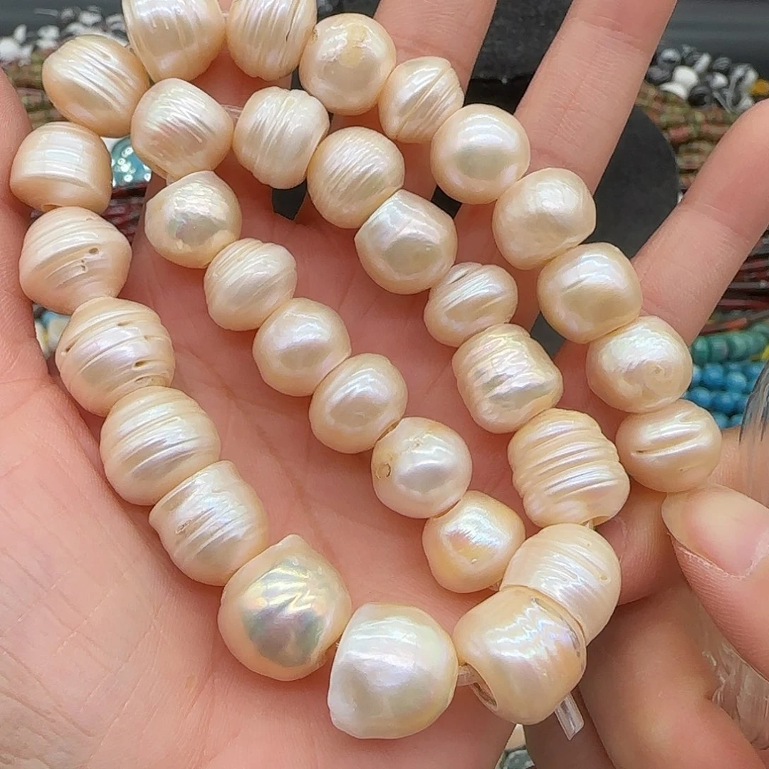 玛瑙/玉髓合金珠宝半成品老珠子12mm大孔一条02