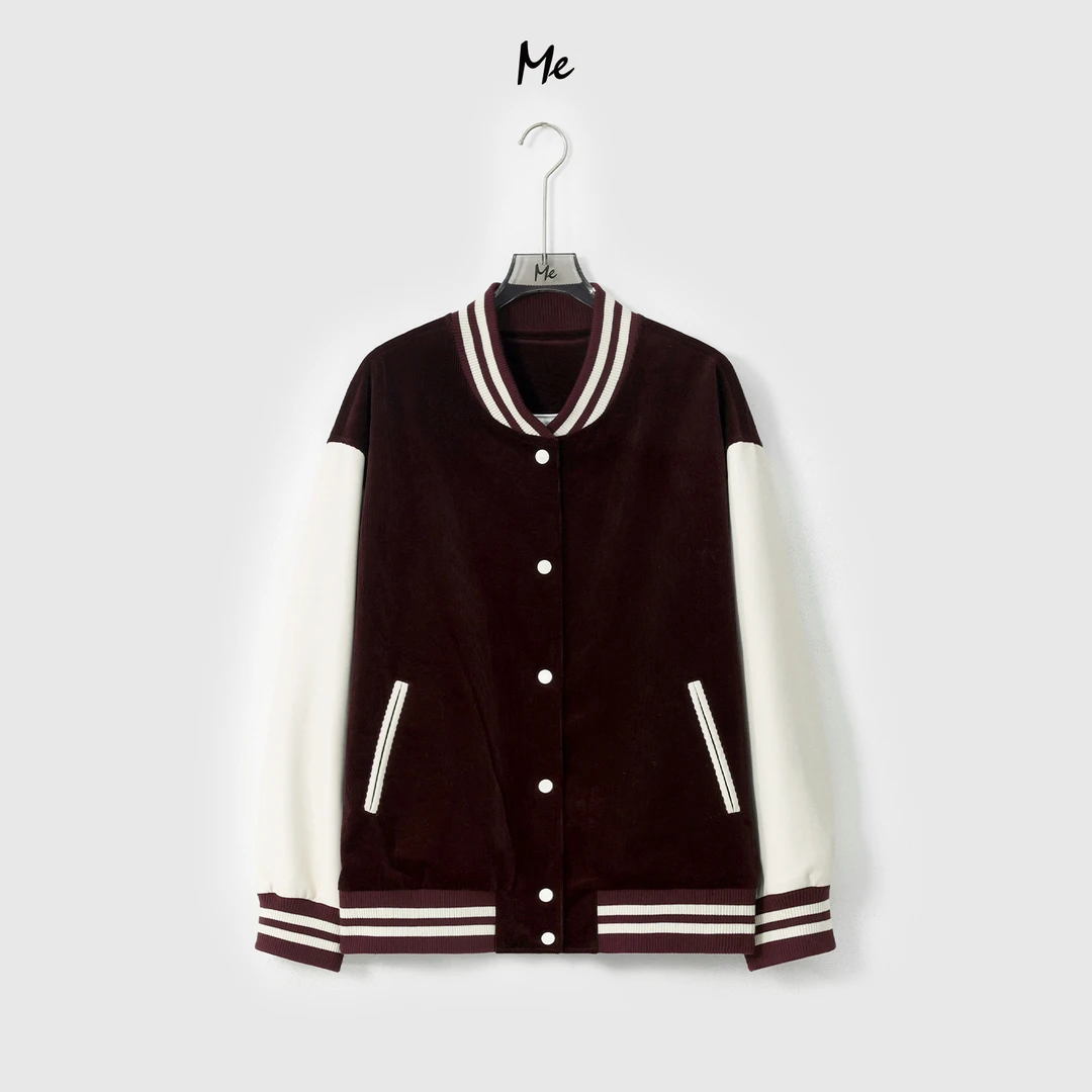 ME【丝绒棒球服】重工金丝绒os廓形显瘦时尚百搭外套MESA0766