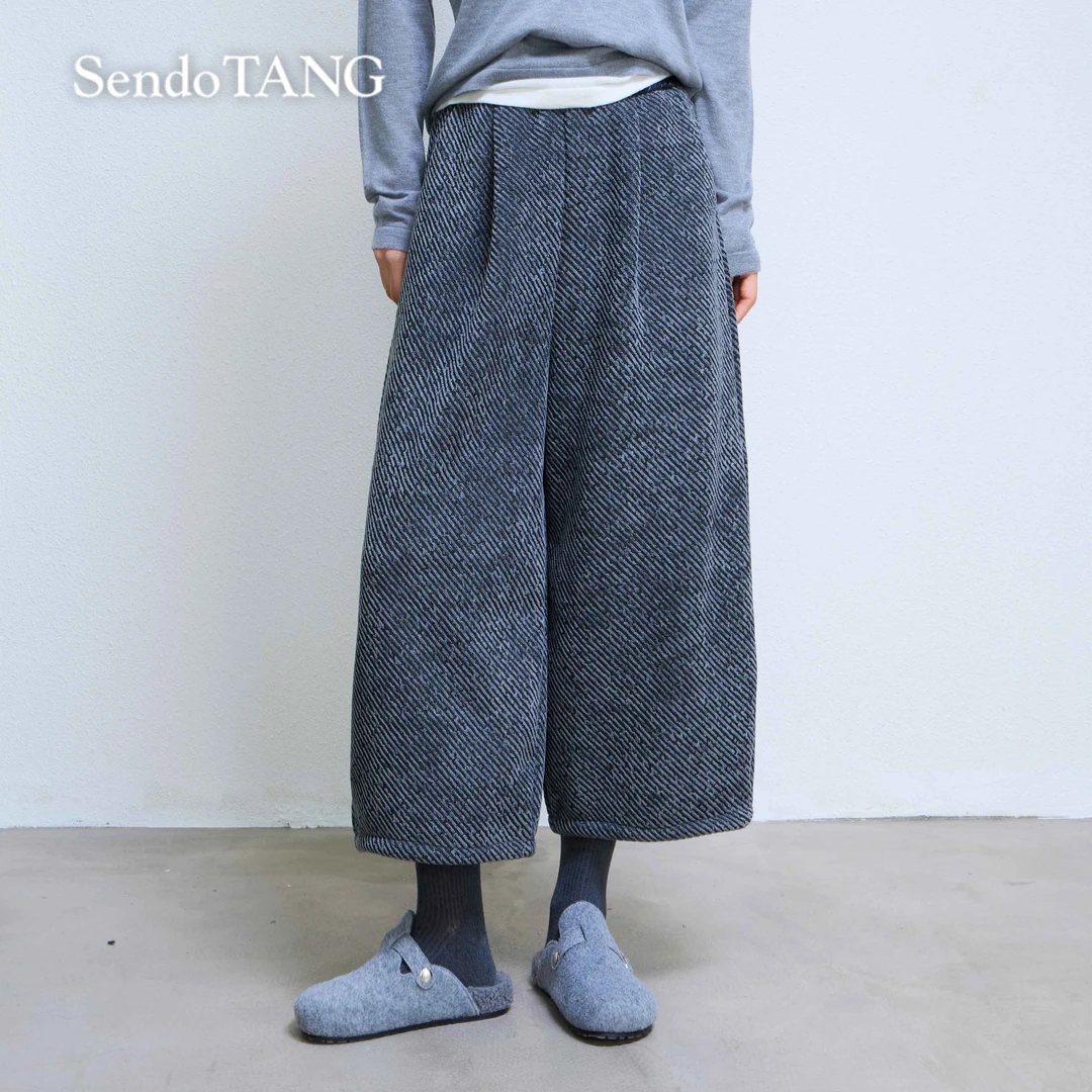 质感三文鱼【八九分】胖多女装新款时尚休闲百搭高腰宽松显瘦裤子