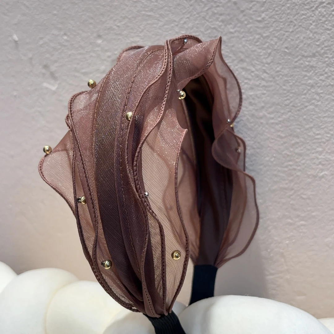 东大门薄纱珠珠发箍F495