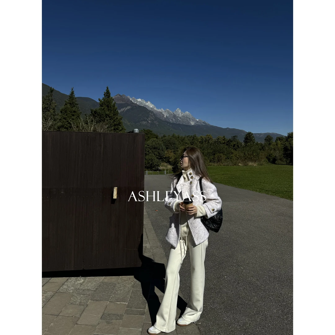 【ASHLEYASS】“Hylla雪山大衣 ”彩纹肌理秋冬绵羊毛大衣LSS241545S