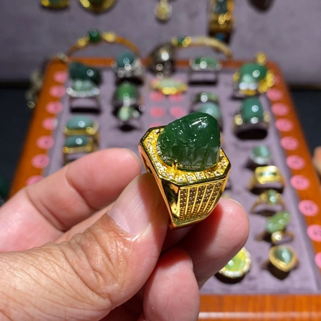 和田玉（碧玉）未镶嵌戒指