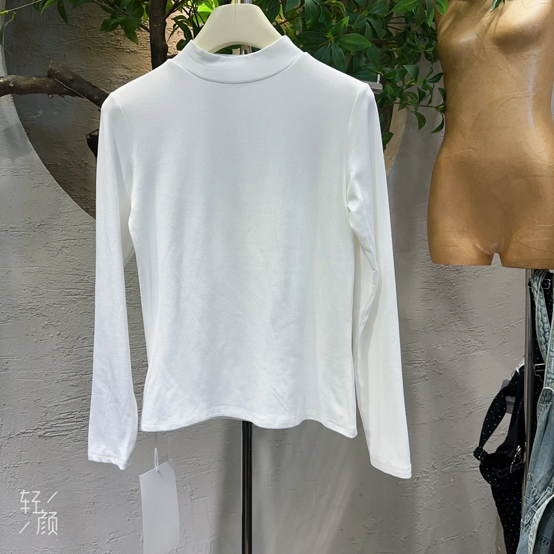 长袖半高领极简风T恤101保暖针织加绒套头打底衫