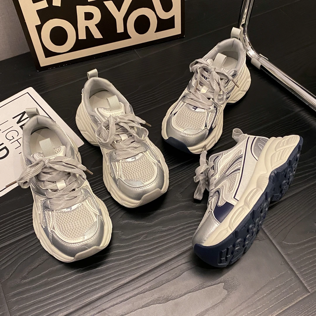 贾不假运动鞋女2025春季新款潮流复古百搭学生轻便厚底透气老爹鞋