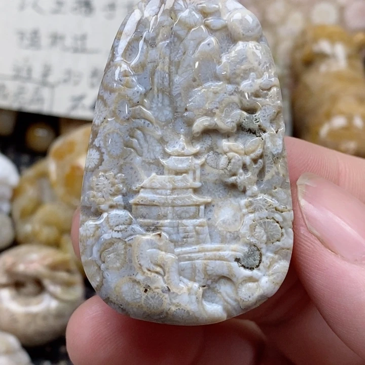 颈饰未镶嵌硅化珊瑚（珊瑚玉）有瑕