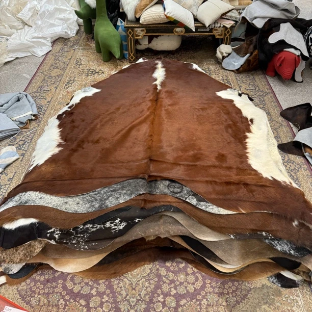 【本尼家】F203 235x230cm专拍牛皮地毯家用轻奢手工