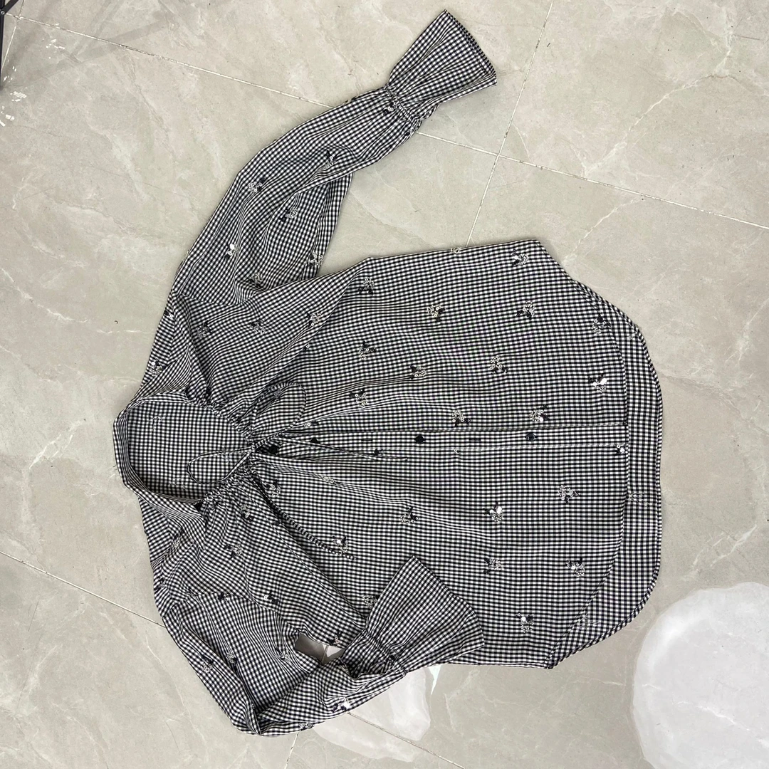 【庄喜儿Original】复古系带翻领绣花百搭宽松显瘦女士衬衫G308