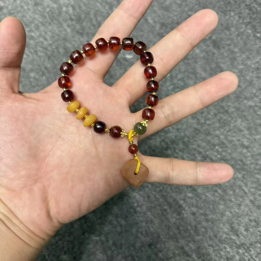 天然净水血珀老型手串 M114—多样性发