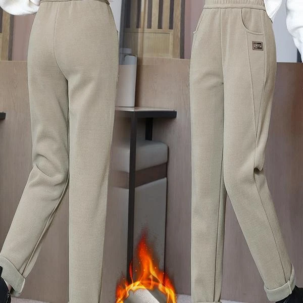 春未眠秋冬加绒休闲裤加厚显瘦高腰直筒裤子长裤宽松妈妈女款百搭