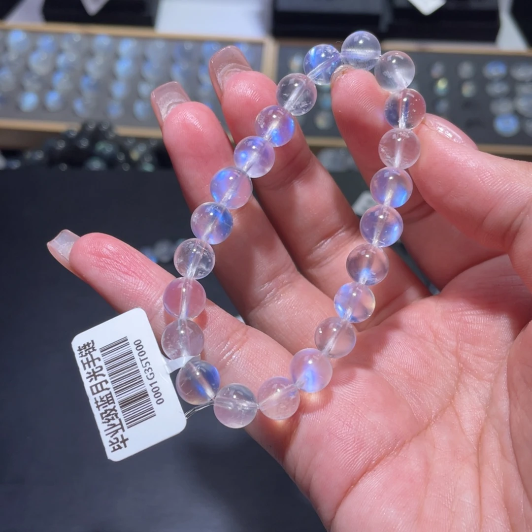 兔***一未镶嵌长石手链蓝月光手链8.5mm