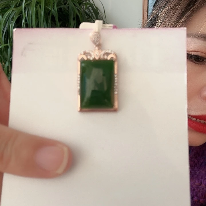 和田玉银S925镶嵌颈饰倩