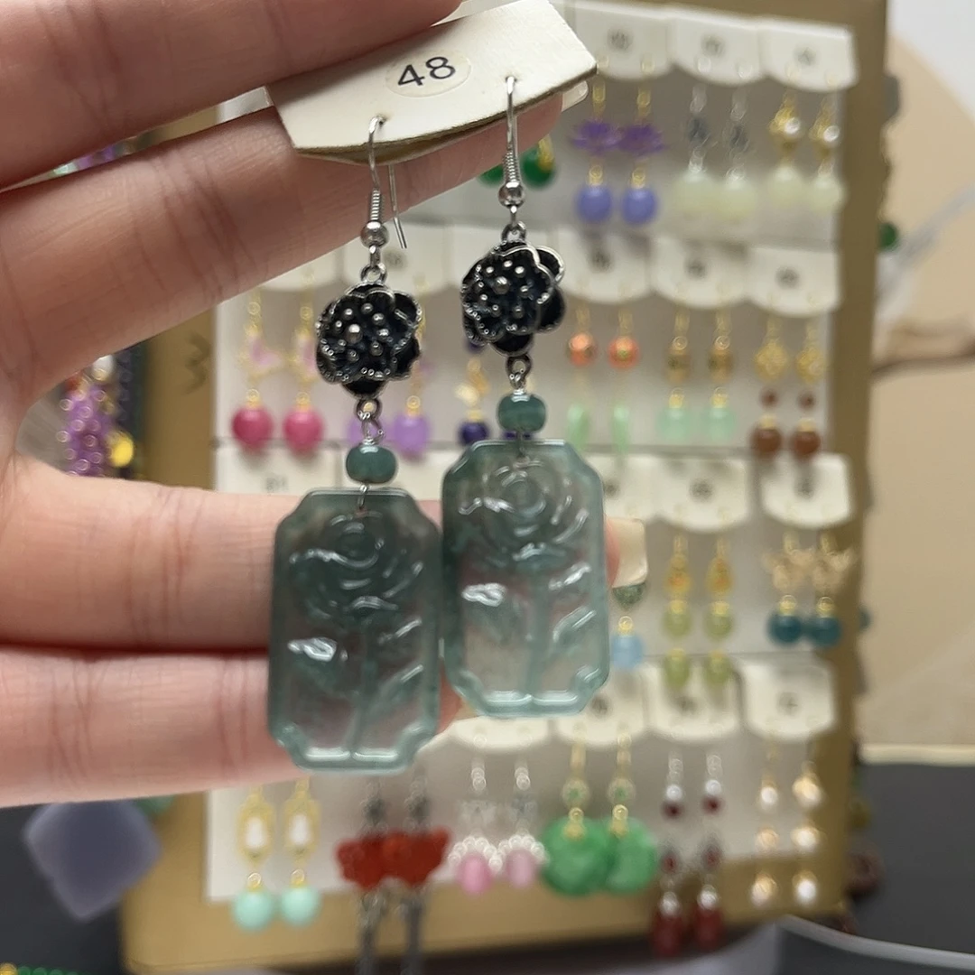 翡翠未镶嵌耳饰y48