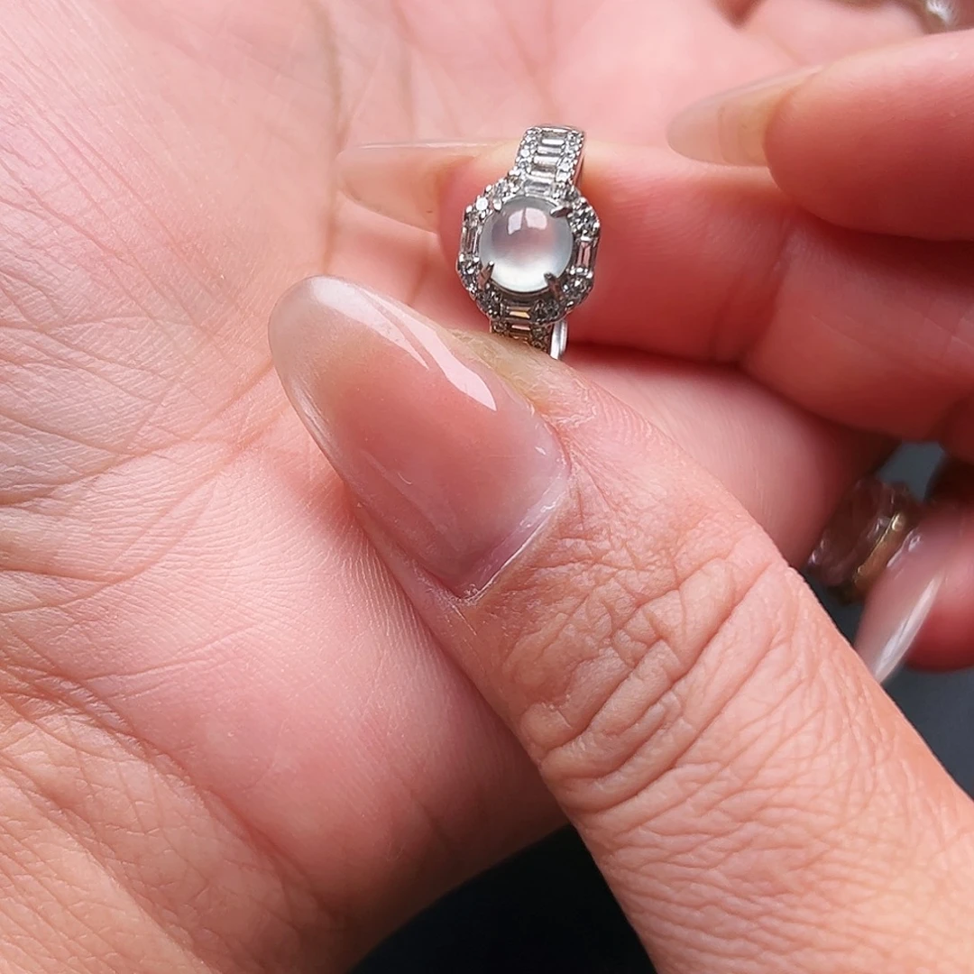 翡翠银S925镶嵌戒指缅甸天然A货翡翠戒指