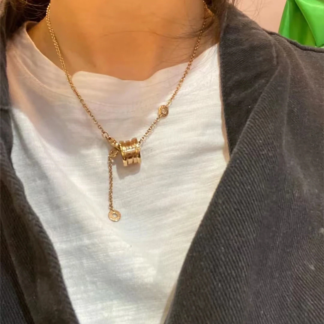 钛钢项链 罗马数字弹簧项链钛钢轻奢高级感小众设计流苏136