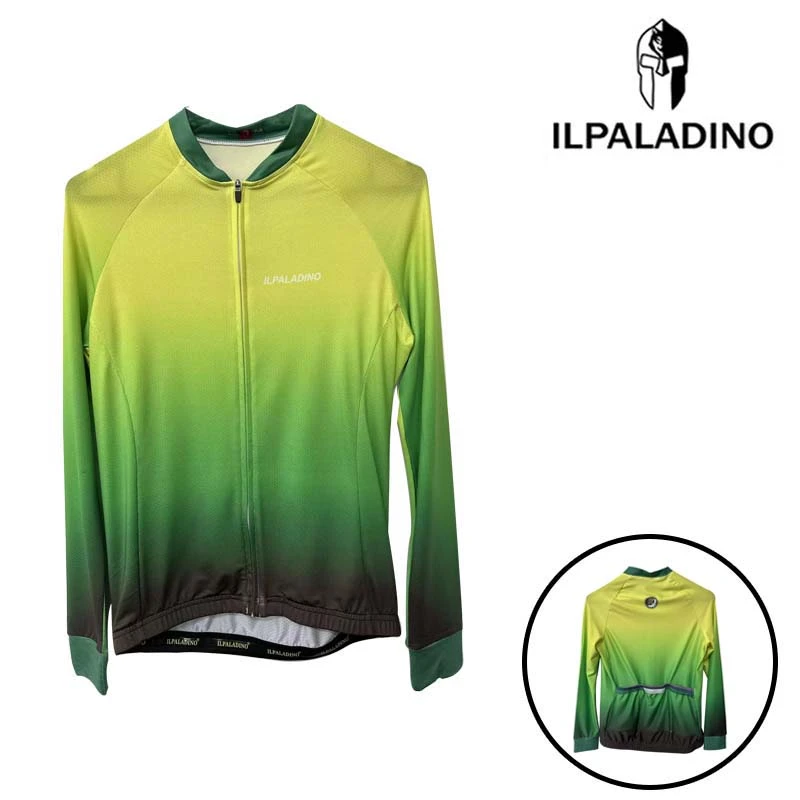 SQ 51【黄绿渐变牛奶丝长袖男士】ILPALADINO专业版骑行服高弹户外