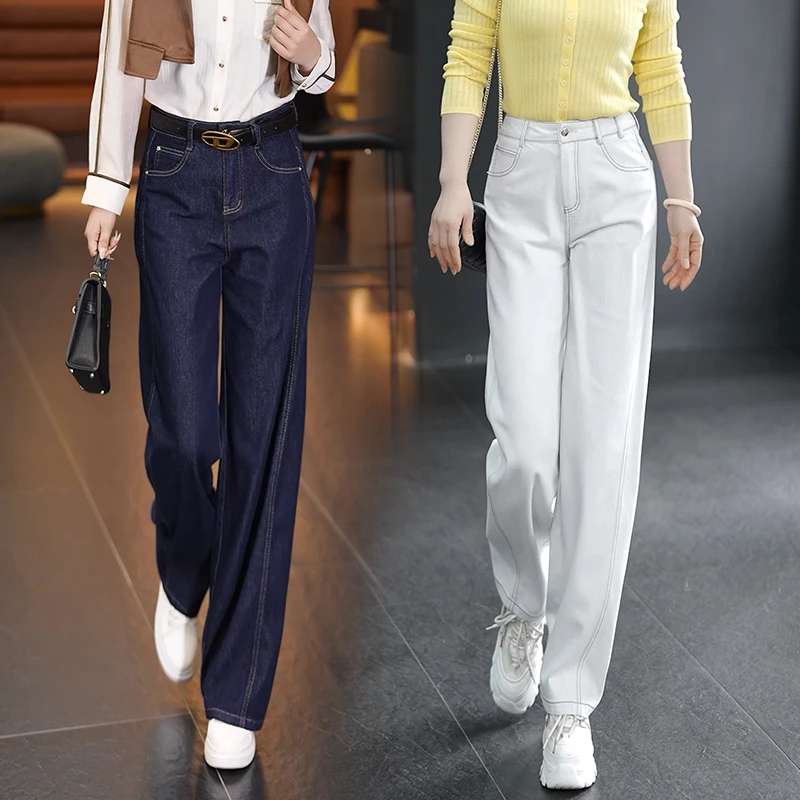 夏季新款爆款小个子窄版阔腿牛仔裤女百搭显瘦高腰直筒宽松薄款57