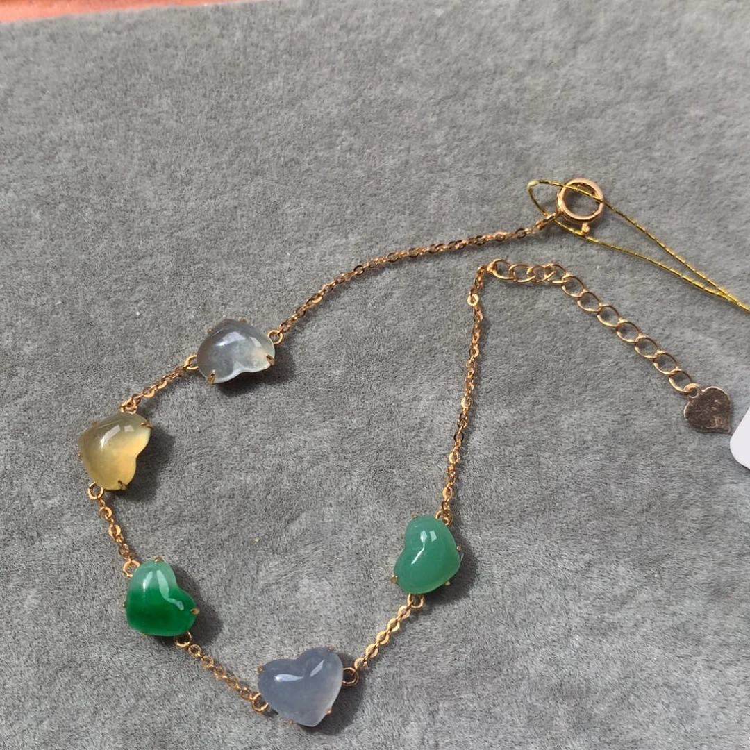 翡翠18K金镶嵌手链手链