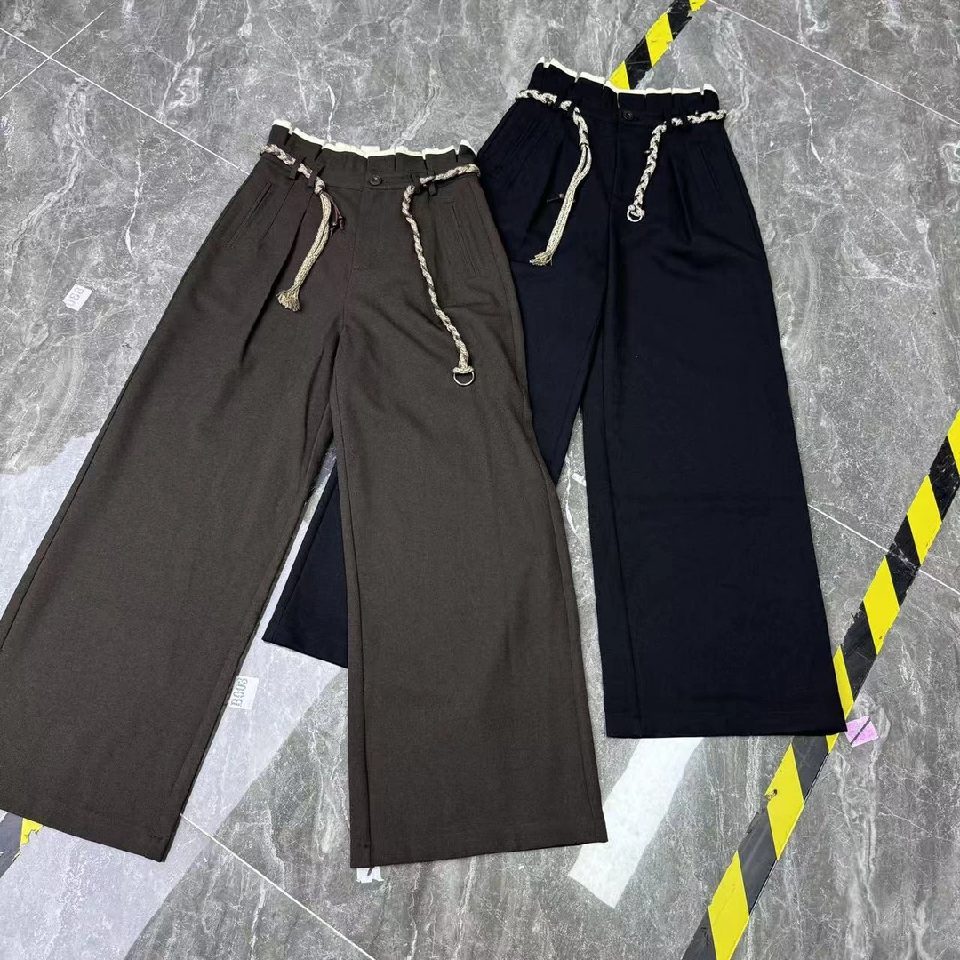 251510 DT.dong 秋厚款秋季阔腿裤薄款休闲裤运动直筒裤抽绳