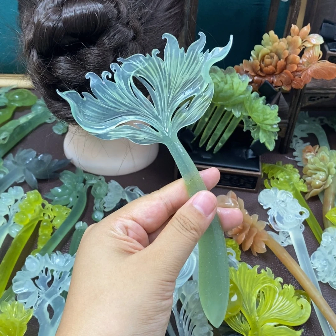 小***龙蛇纹石玉未镶嵌发饰