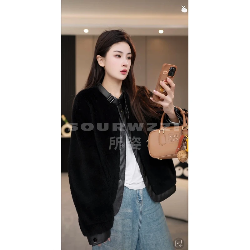SOURWZZI/所姿新款冬季短款简约时尚休闲女士羊毛外套SZ-25192