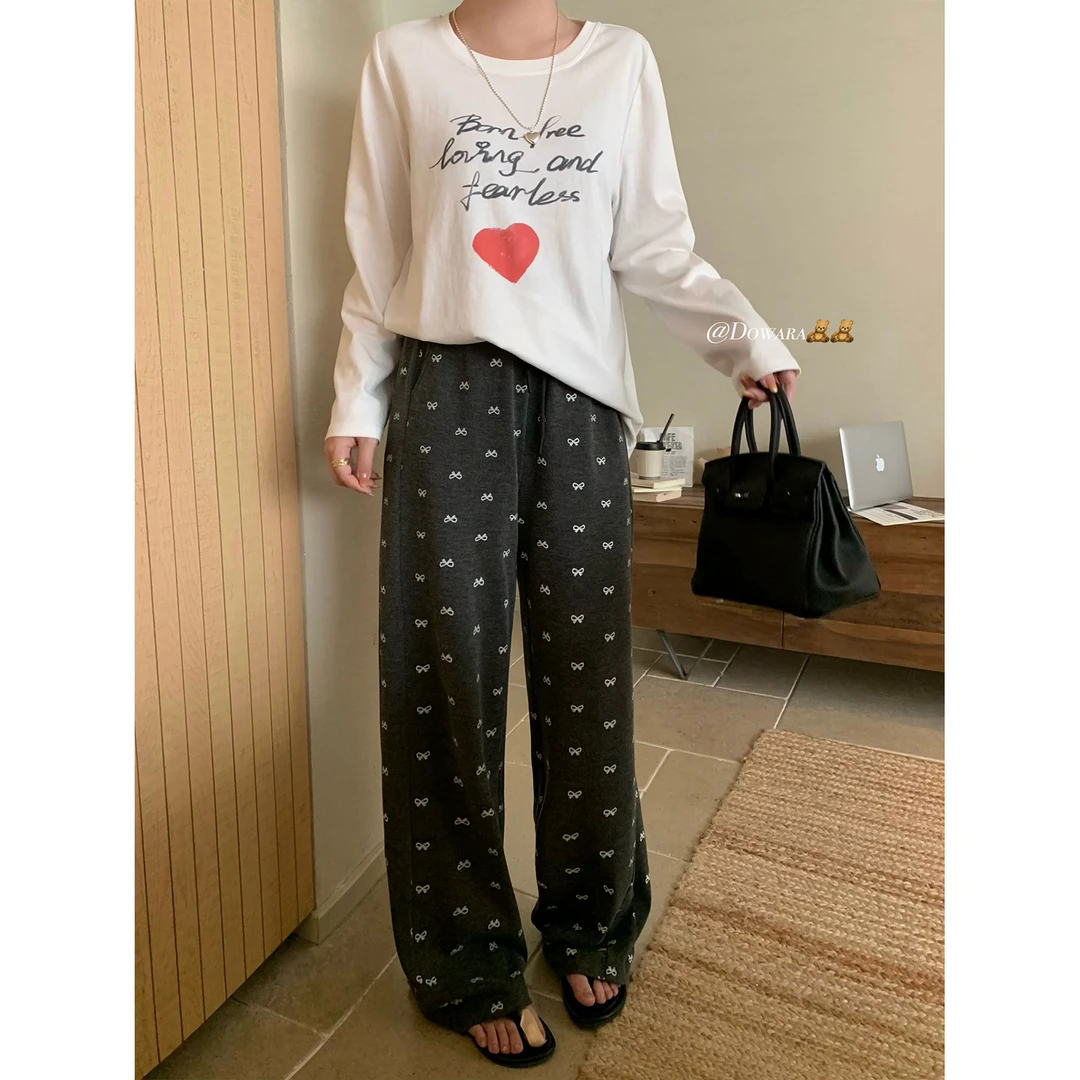 现货大婉酱微胖定制韩版直筒休闲裤春季百搭显瘦垂感拖地裤 7541D