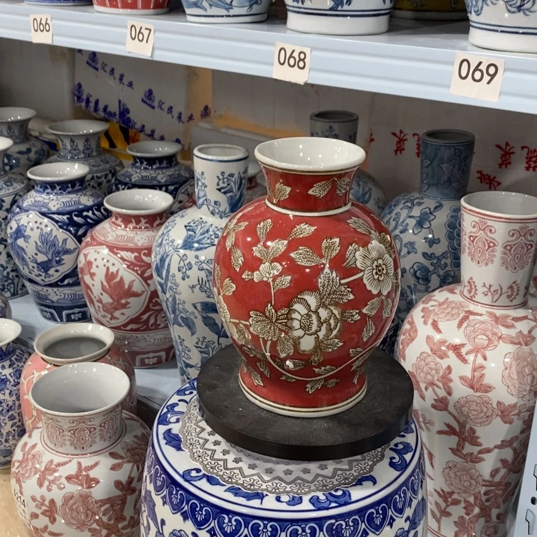 【闪购商品】摆件红釉色石榴花瓶……