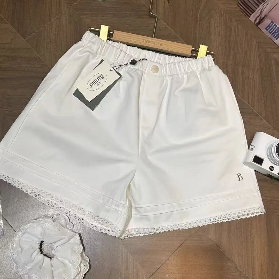 158的小肥 |“B字母logo短裤”韩代花边百搭短裤