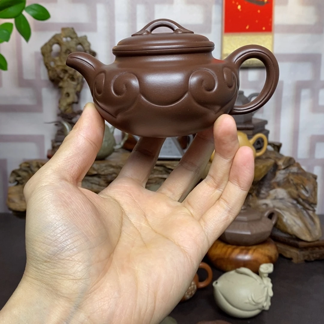 紫砂茶壶紫砂茶具老紫泥仿古如意