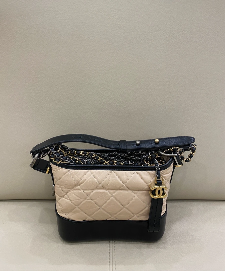 95新 Chanel/香奈儿 香奈儿 流浪包 小号 米黑拼色  24开