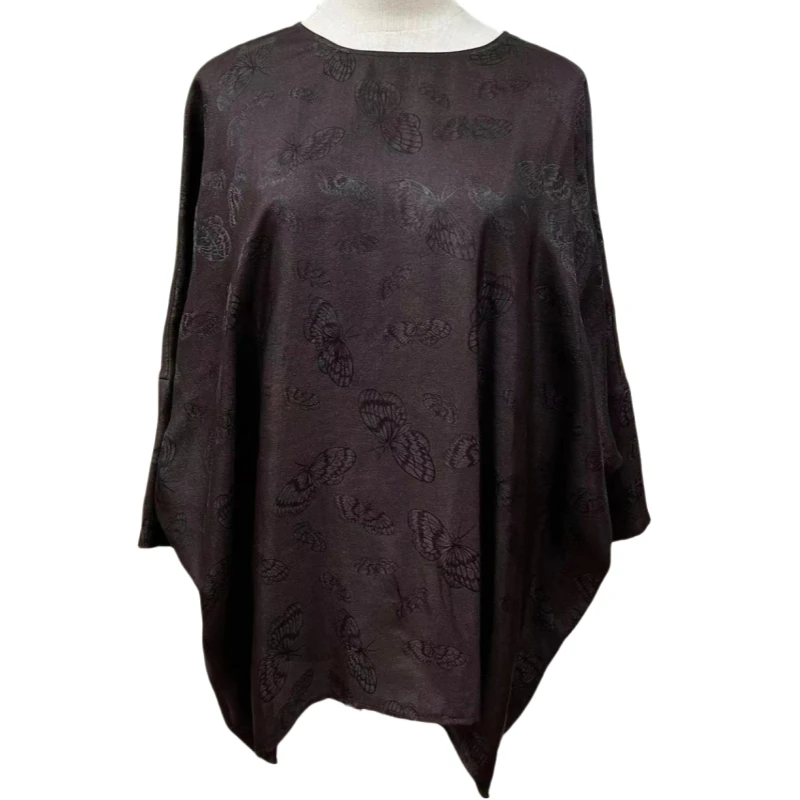 【禧禧家定制】紫檀红云纱花萝蝴蝶上衣222101A-2