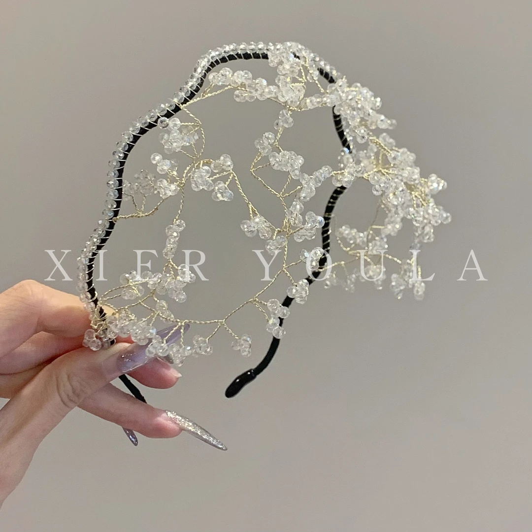 【喜儿ula】2-25-2复古法式重工轻奢水晶编织网状发箍手工半帽头箍