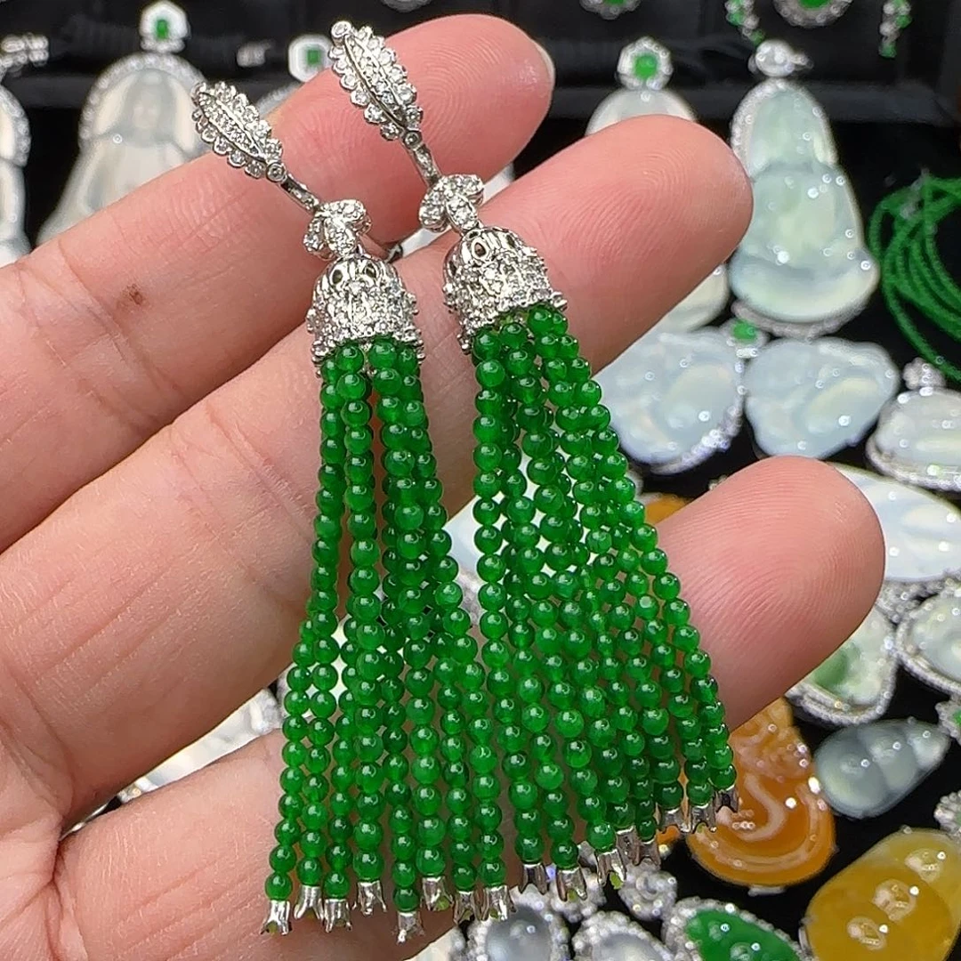 18K金镶嵌翡翠耳饰天然翡翠