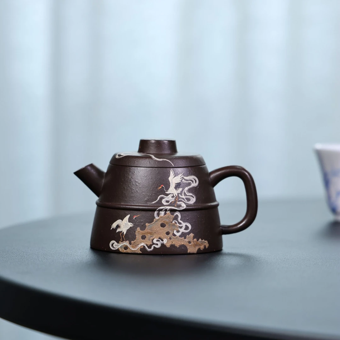 汪汪茶器 巨轮（仙鹤）乌金砂 120cc  家用紫砂壶 mft