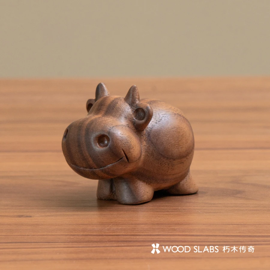 黑胡桃牛造型十二生肖创意雕刻摆件