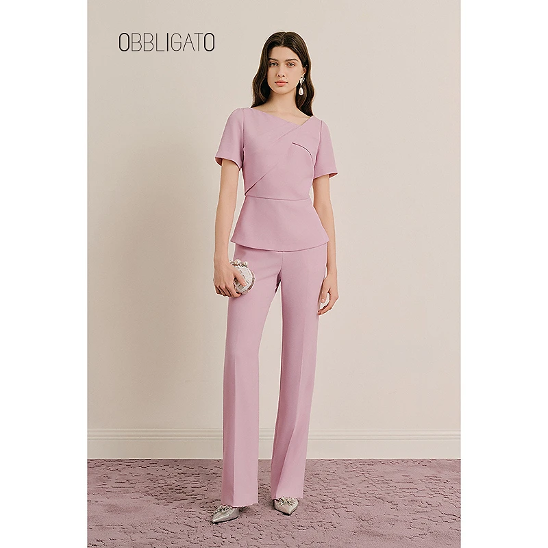 OBBLIGATO奥丽嘉朵1C65220060专选2025夏季新品高腰直筒西装女裤